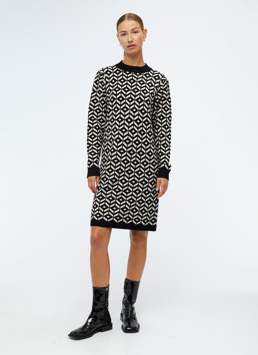 OBJTHESS L/S JACQUARD KNIT DRESS Neulemekko