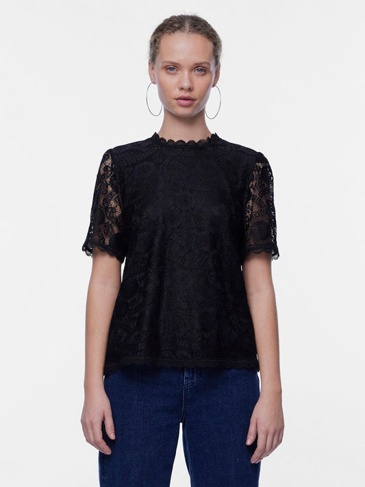 PCOLLINE SS LACE TOP NOOS Pusero